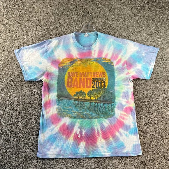 Delta Other - Dave Mathews Band Concert Shirt Mens Large Blue Pink Tie Dye 2013 Summer Tour